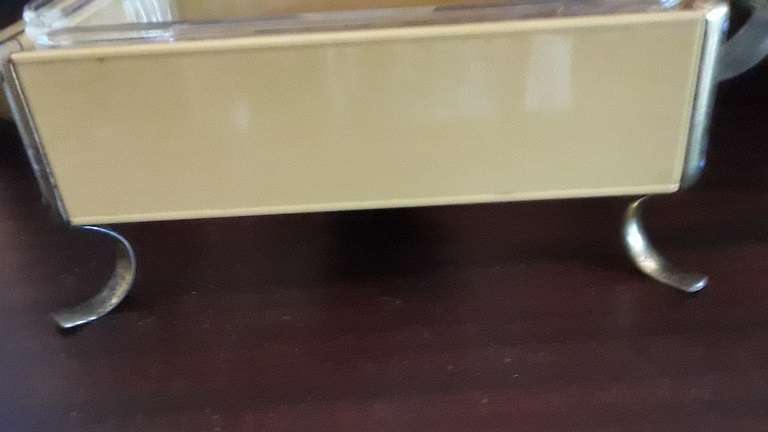 Vintage Enamel Metal Caddy with Anchor Hocking Dish 36 cm x 20 cm x 17 cm