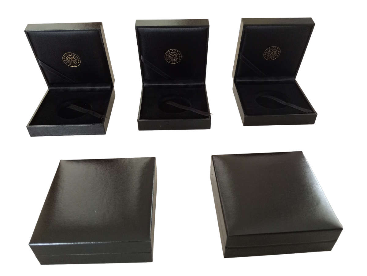 5 x Stunning Original SA Mint Black Leather Box Holds 1 x 1oz Encapsuled Gold or Silver Coin 1oz