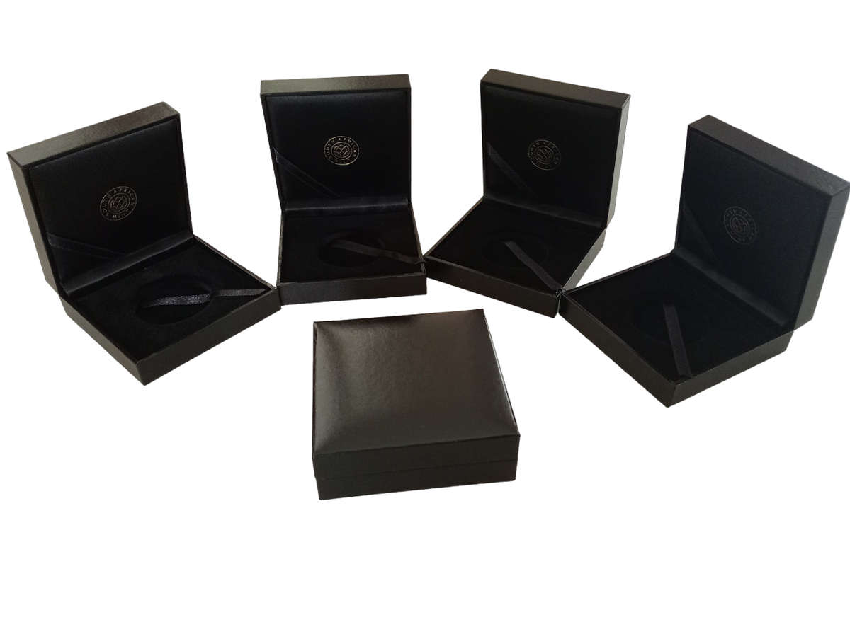 5 x Stunning Original SA Mint Black Leather Box Holds 1 x 1oz Encapsuled Gold or Silver Coin 1oz