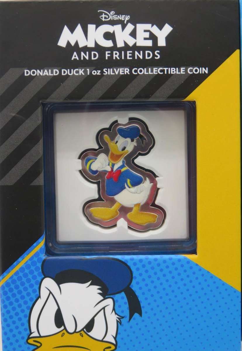 Disney® Donald Duck Shaped Colourised 1oz Silver 2021 Niue
