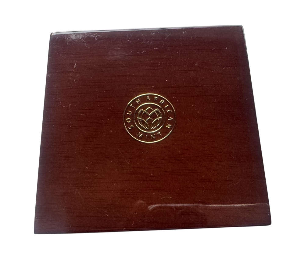Stunning Original SA Mint Mahogany Brown Box Holds 1 Encapsuled Gold or Silver Coin 1oz