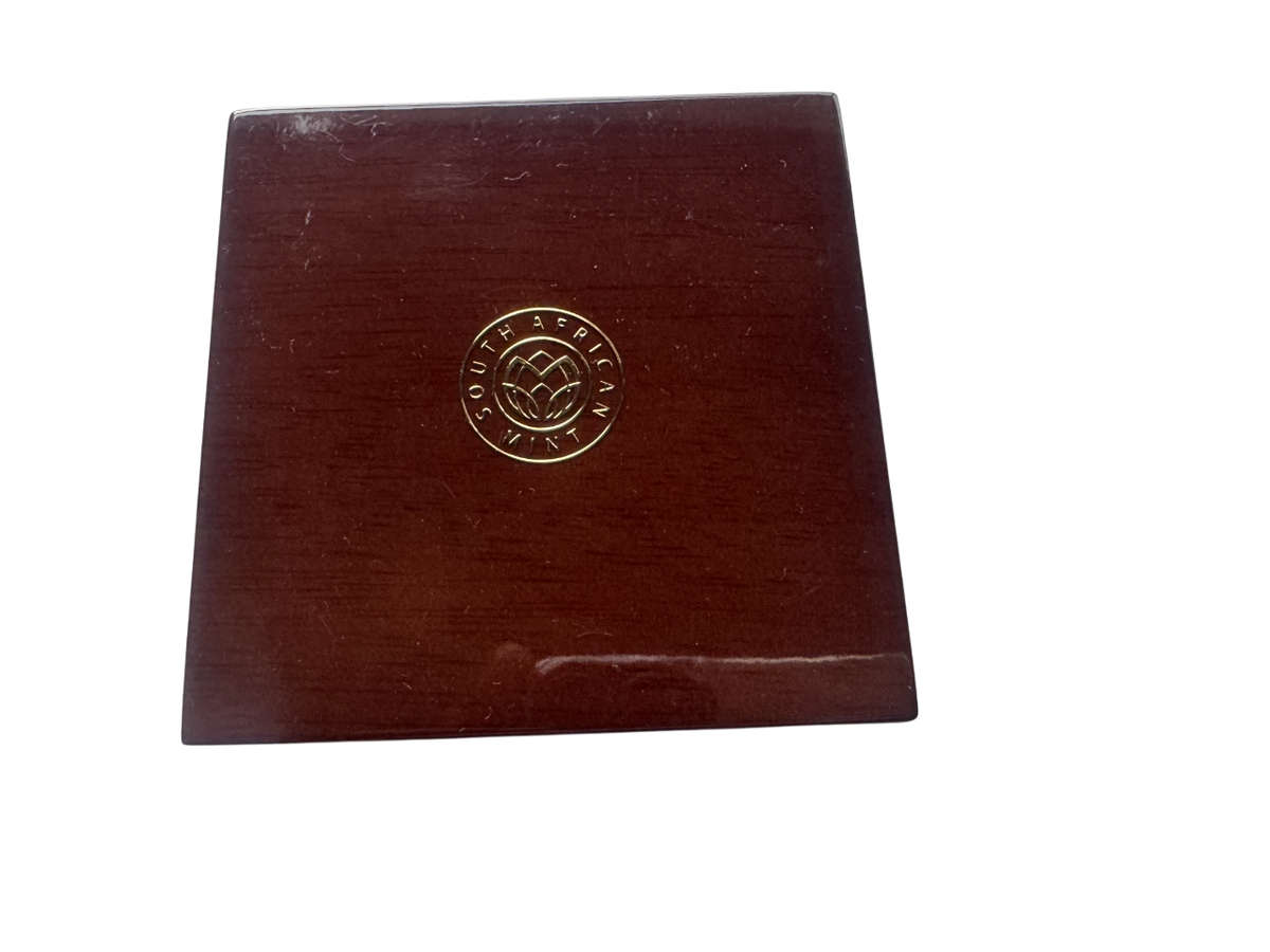 Stunning Original SA Mint Mahogany Brown Box Holds 1 Encapsuled Gold or Silver Coin 1oz