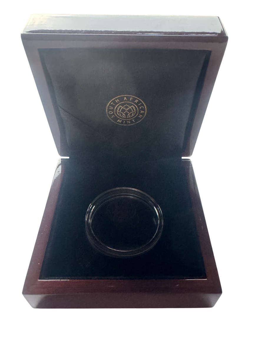 Stunning Original SA Mint Mahogany Brown Box Holds 1 Encapsuled Gold or Silver Coin 1oz