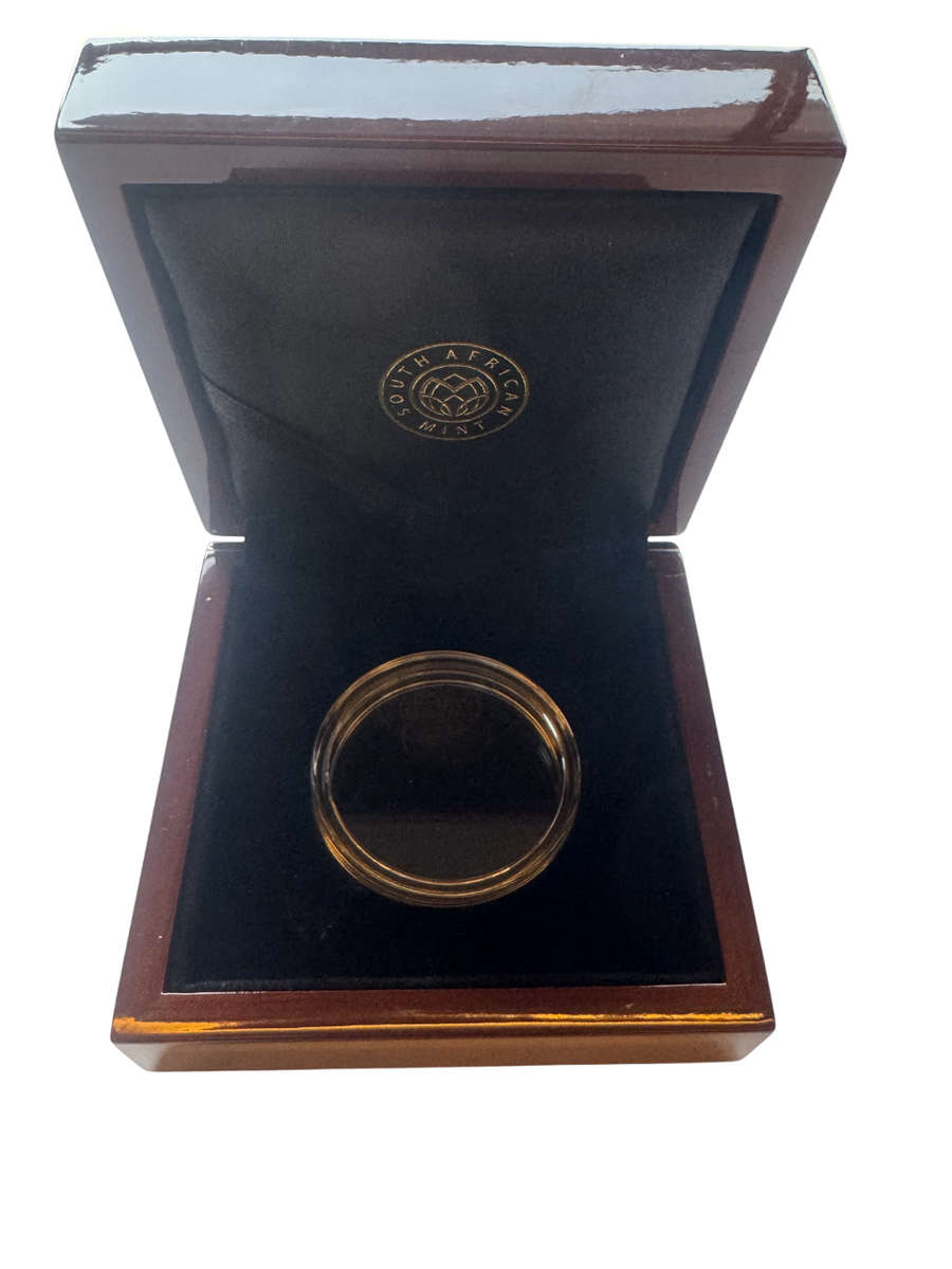Stunning Original SA Mint Mahogany Brown Box Holds 1 Encapsuled Gold or Silver Coin 1oz