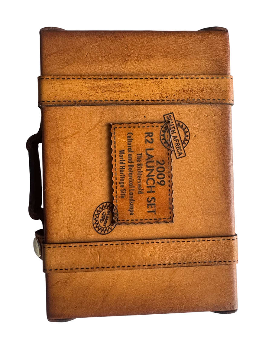 Original SA Mint Leather Suitcase Style Box- Box Holds  2 x 22mm Coins  Gold/Silver Coins Encapsuled