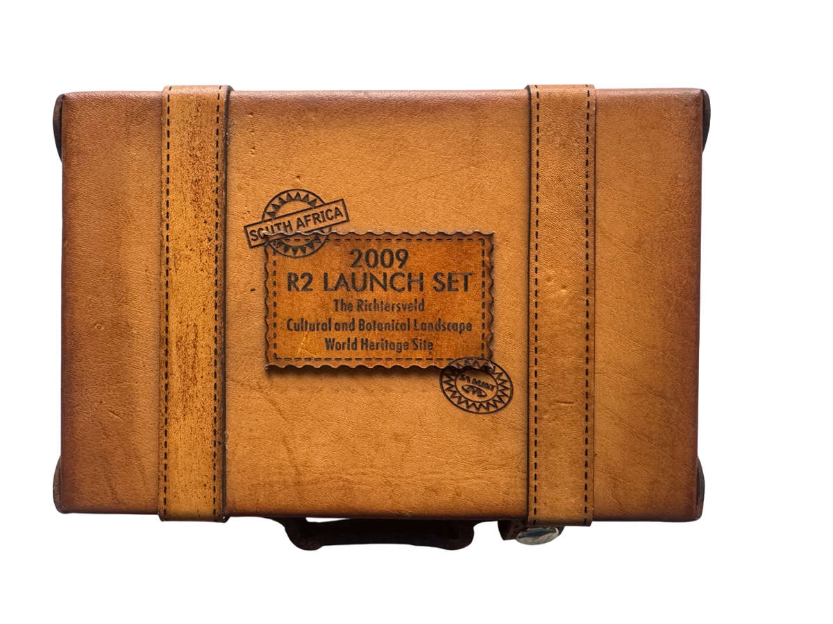 Original SA Mint Leather Suitcase Style Box- Box Holds  2 x 22mm Coins  Gold/Silver Coins Encapsuled