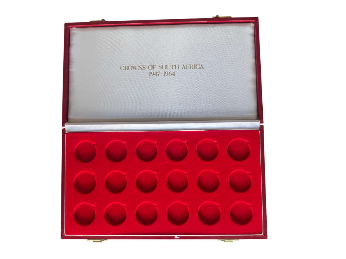 Stunning Coin Box for SA 5 Shilling Crowns -  Red Display Box Holds 18 x SA Crowns Box Holds
