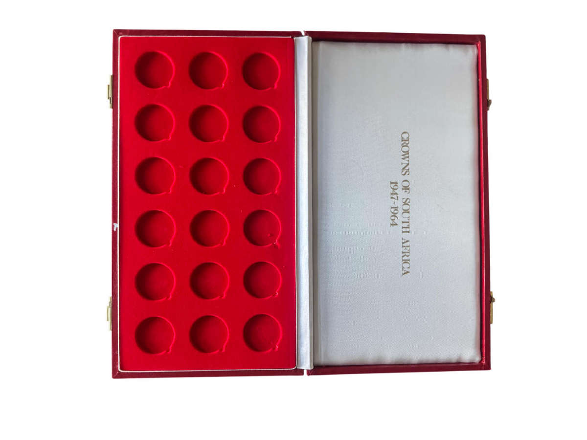 Stunning Coin Box for SA 5 Shilling Crowns -  Red Display Box Holds 18 x SA Crowns Box Holds