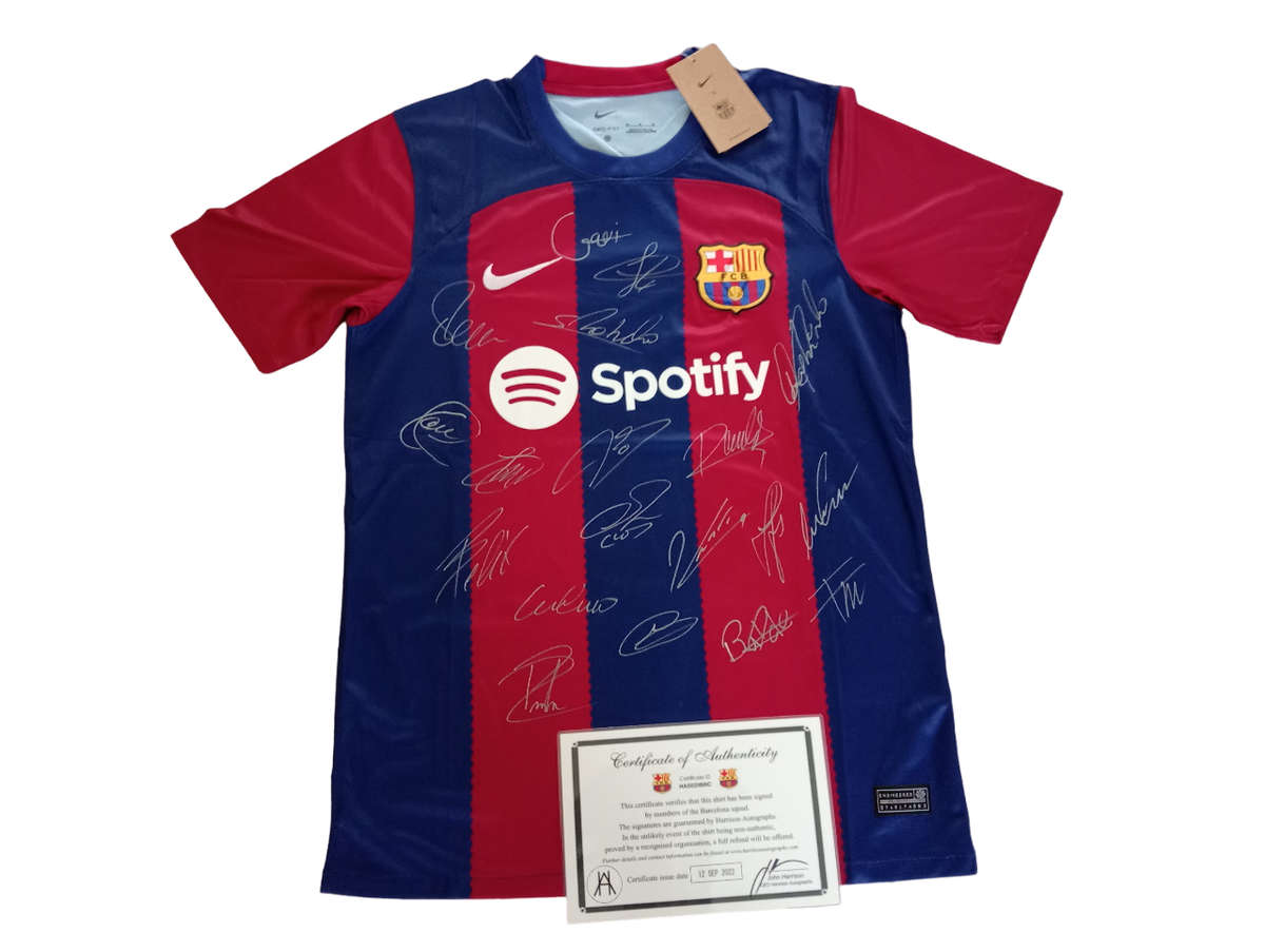 Autographed Football Jersey Barcelona 2022-2023 Home Jersey Hand Signed By Most First Team Stars