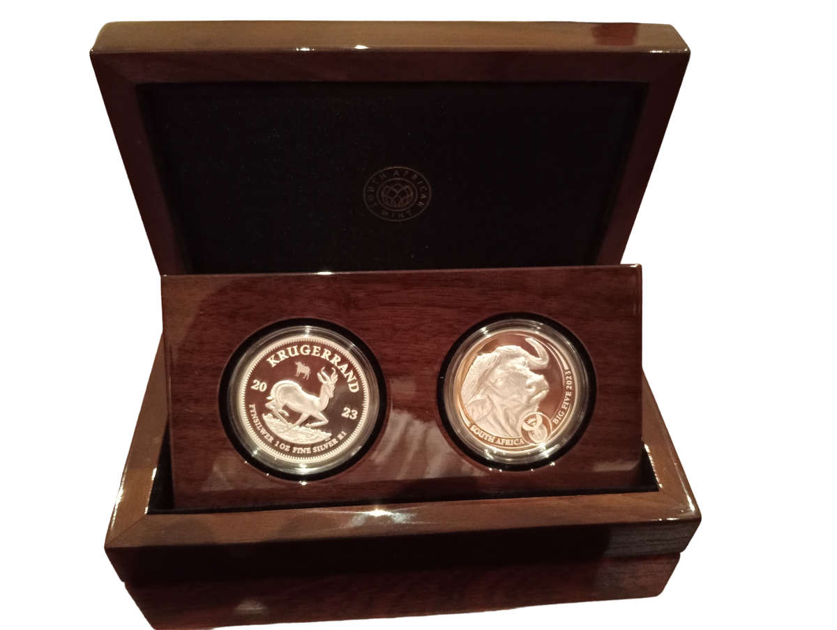 Stunning Original SA Mint Mahogany Brown Box Holds 2 Encapsuled Gold or Silver Coins