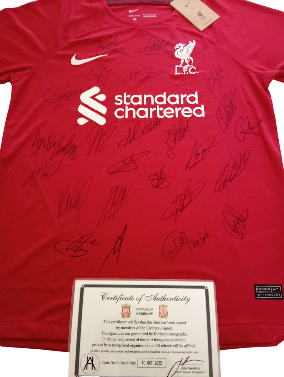 Autographed Football Jersey Liverpool 2023 -2024 Home Jersey Hand Signed By Most First Team Stars
