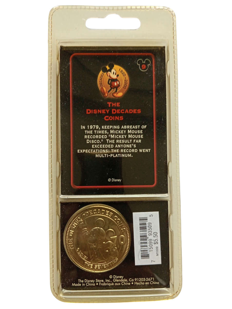 1979 Mickey Mouse Disco Coin -  The Disney Decades Coins Card Collection 1979 - Sealed