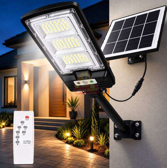 200W Split SOLAR Street Light, Pole and Panel with Remote Control