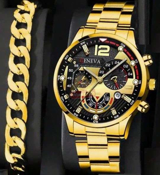 2 Piece Mens Watch and Bracelet Set includes Complimentary Gift Box