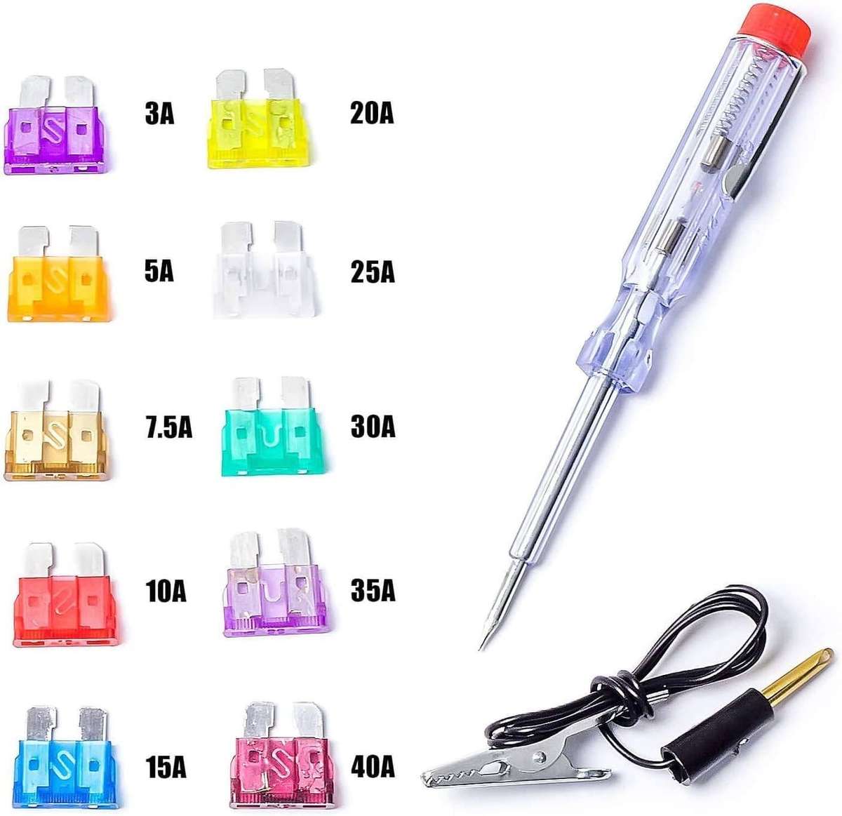 10 Piece Automotive Blade Fuse Set with Tester