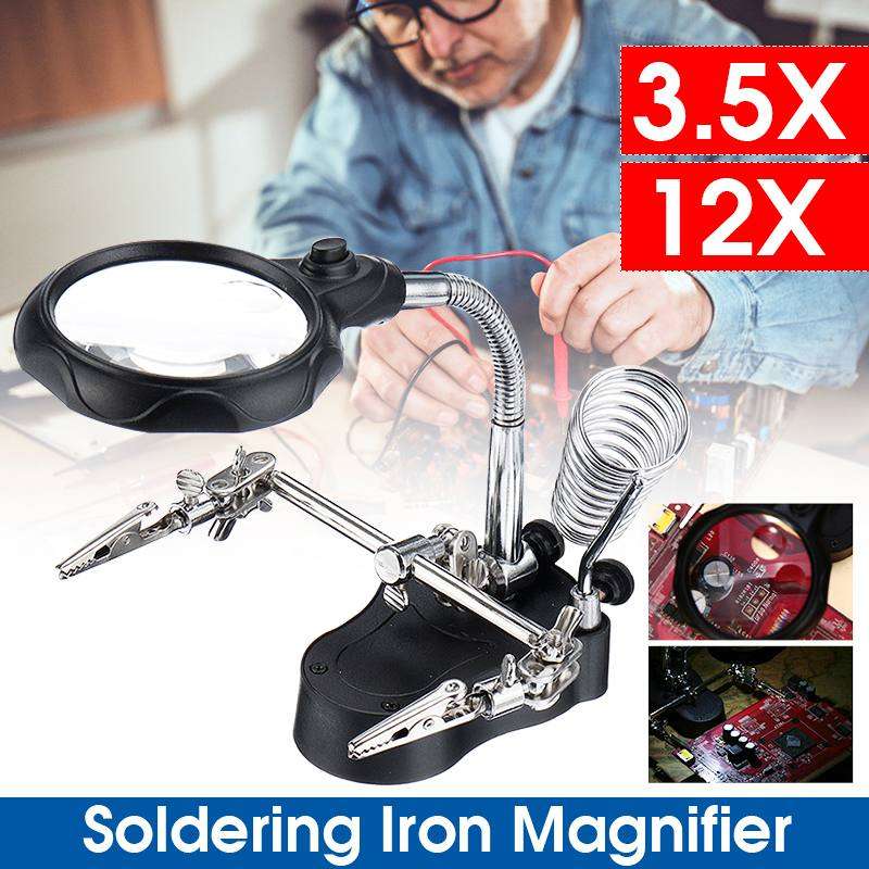 5 LED Auxiliary Clip Magnifier Soldering Stand with AC/DC Interchangeable