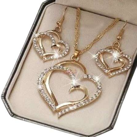 Heart Shaped Necklace and Earrings set in Complimentary Gift Box