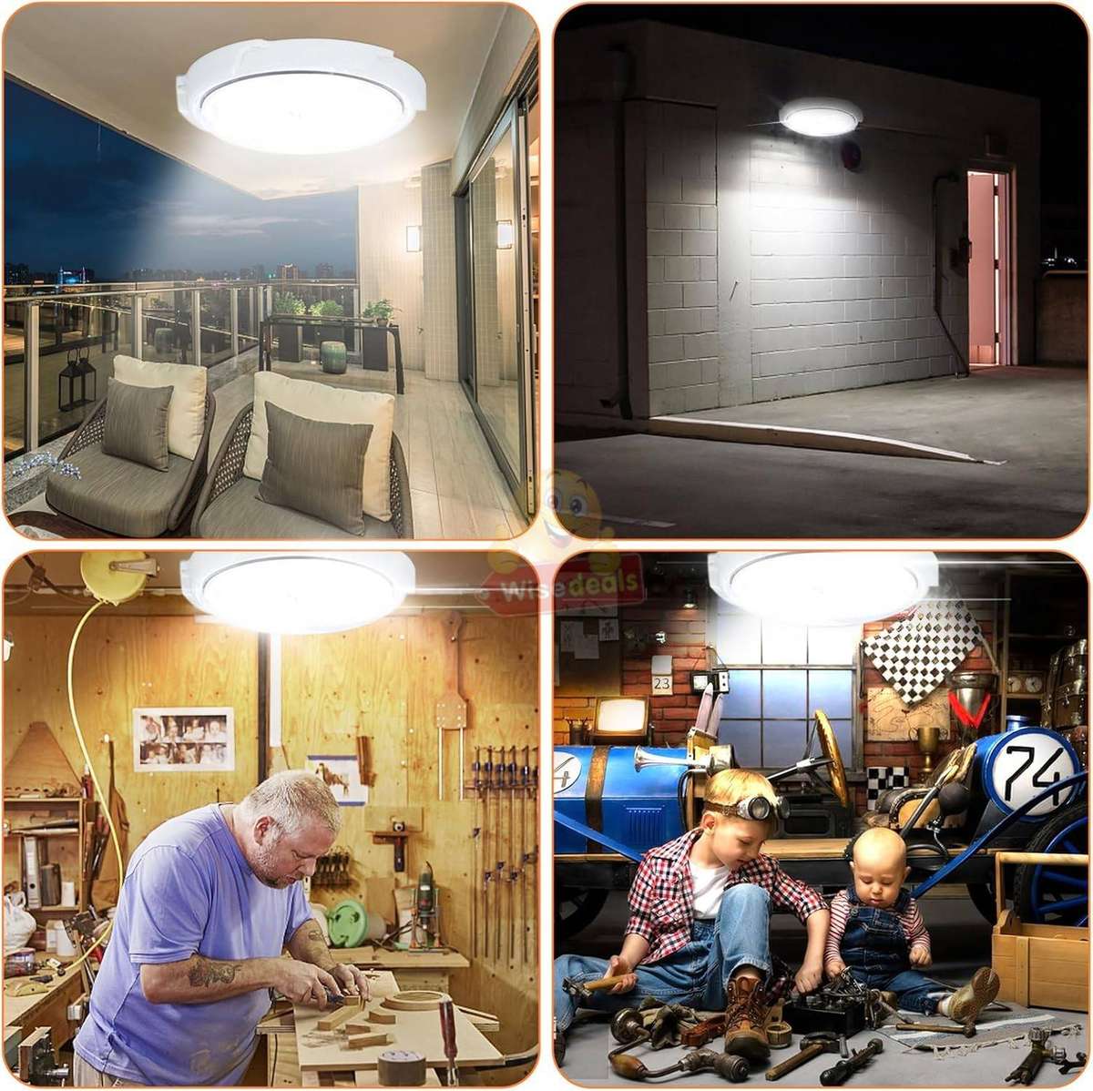 100W LED Remote Control Ceiling Light with Solar Panel