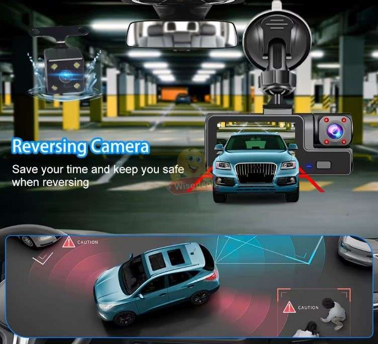 3 Channel DVR Dashcam with Front interior and rear cameras