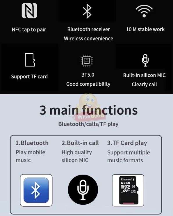 Bluetooth 5.0 Audio Receiver with NFC Function RCA AUX Ports for Home and Car Stereo