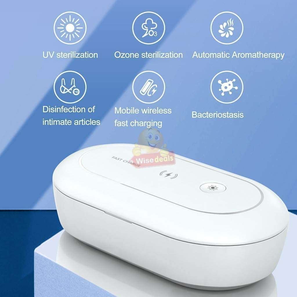 3 in 1 Fast Wireless Charger and UV Sanitizer Case Station in Black