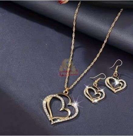 Heart Shaped Necklace and Earrings set in Complimentary Gift Box