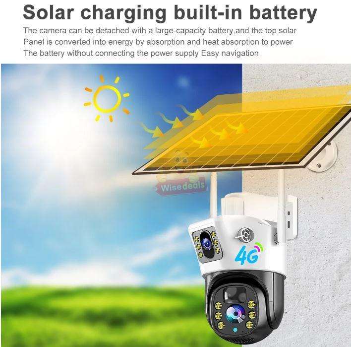 SOLAR Dual Lens & Dual Screen PTZ IP 4G Sim Card Camera