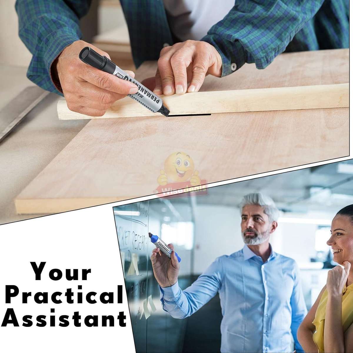 Secret Compartment 10 Piece Jumbo Waterproof Permanent Black Markers