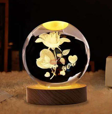 Luminous 3D Laser Engraving crystal ball night Light