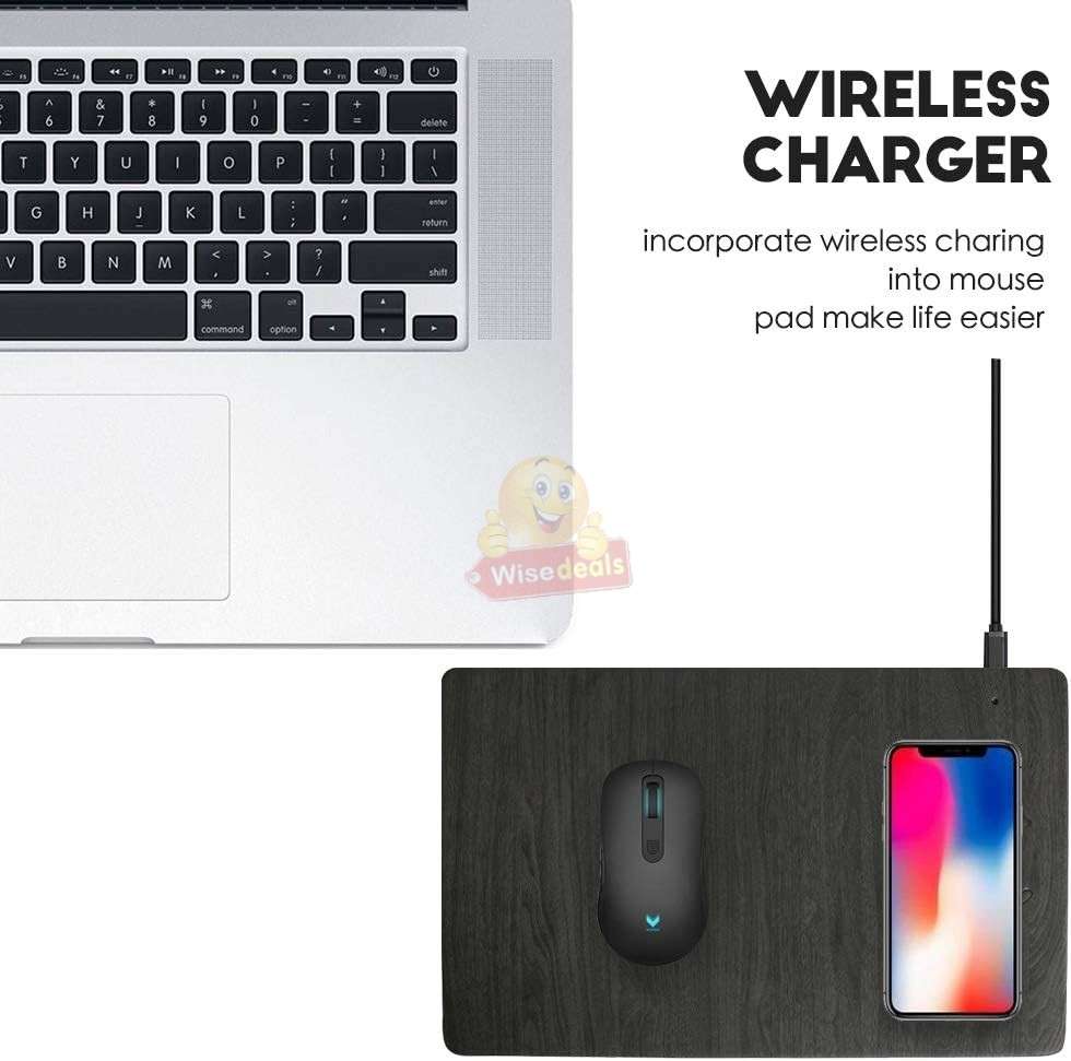 Fast Qi Wireless Charging Mouse Pad in Black