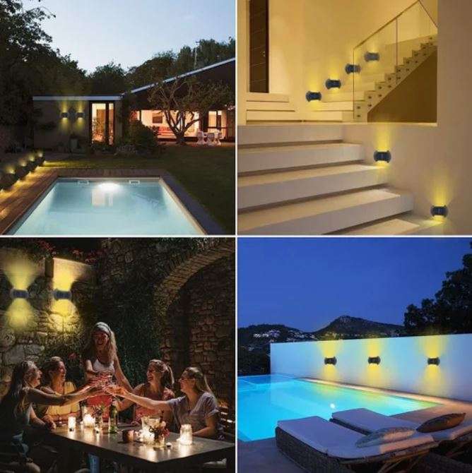 2 Pack Solar Double Head Waterproof Solar Wall Lights