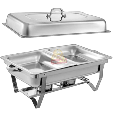 Double chafing stainless steel dish