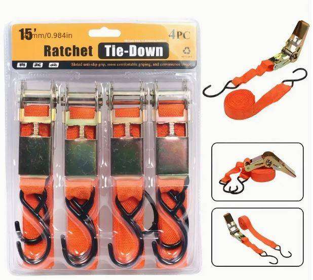 4 Piece Adjustable Ratchet Strap Set
