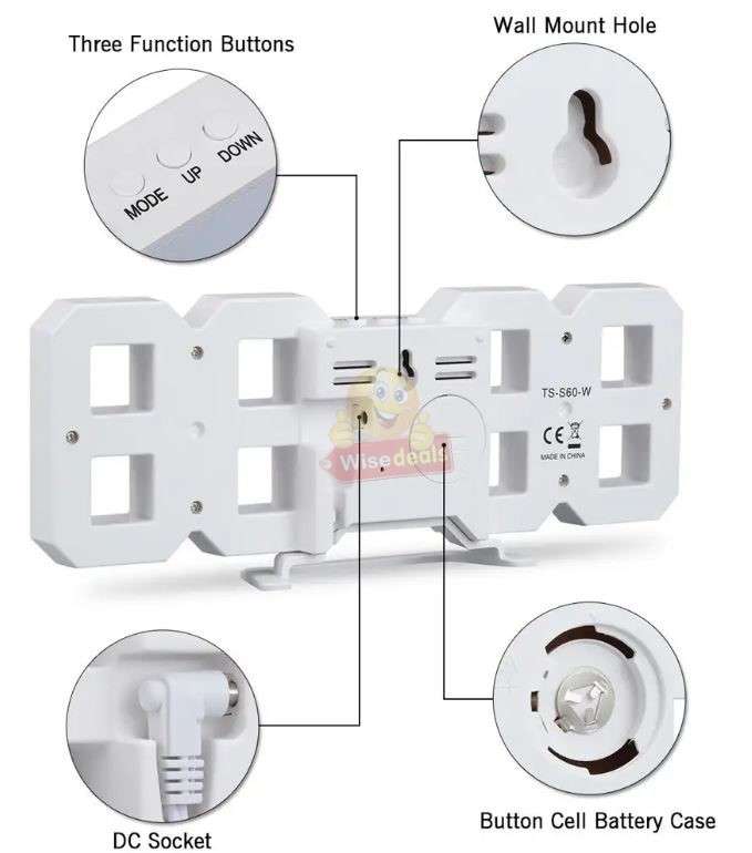 Large 3D LED Digital Light Alarm Clock