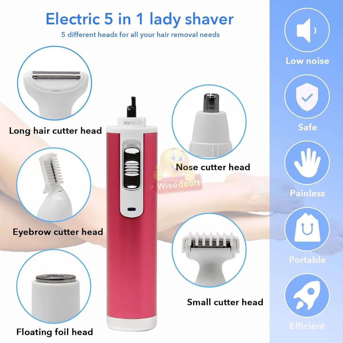 5-IN-1 Rechargeable Eyebrow, nose, Beard and Body Shaver