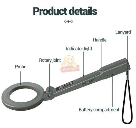Handheld Radar Security Metal Detector with Alarm Buzzer and LED Flashing