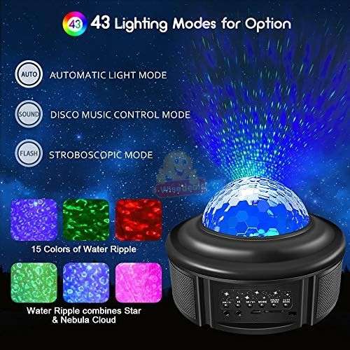 Bluetooth Speaker and Starry Sky Projection Night Light with Remote