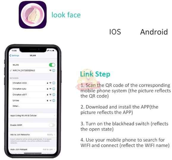 Enlarge by Camera 500X times WIFI Blackhead Remover