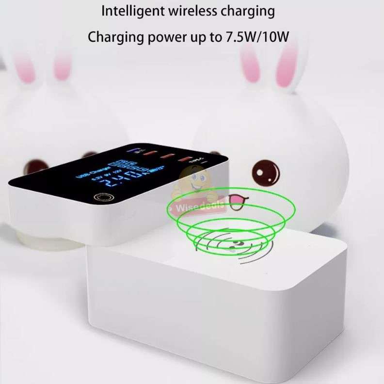 Multi-port USB Fast Charging Station Adapter with Wireless Charger