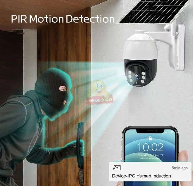 4G PT SIM CARD Waterproof IP SOLAR Camera, Day and Night Vision, Two-Way Audio, EeseCloud APP