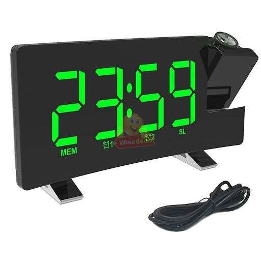 Time Projection Double Alarm FM LED Clock