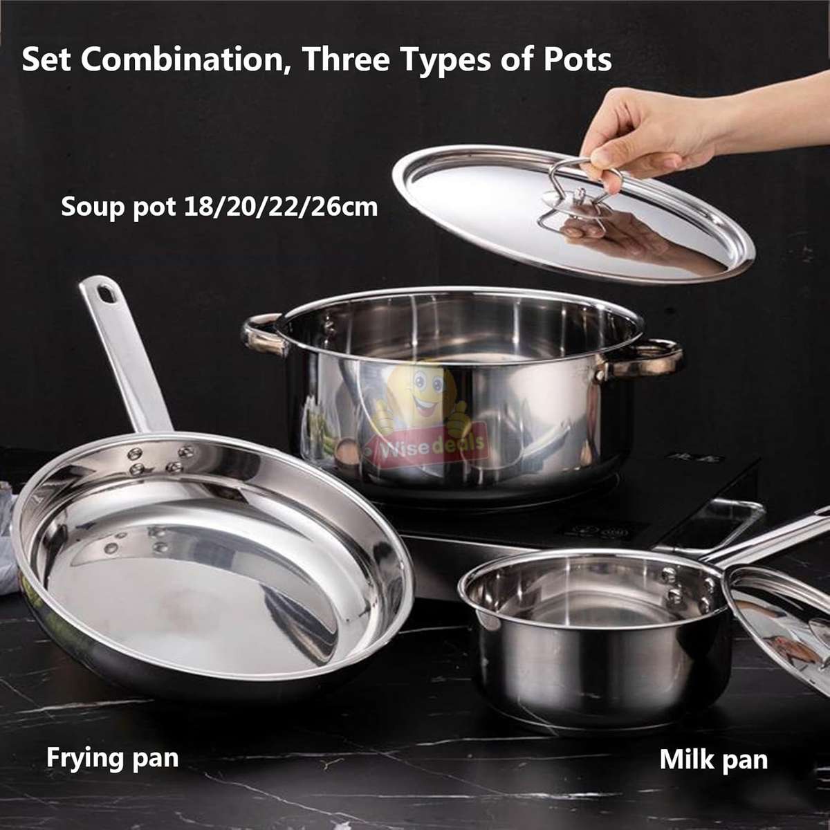 15 Piece Stainless Steel Mirror Polished Cookware set