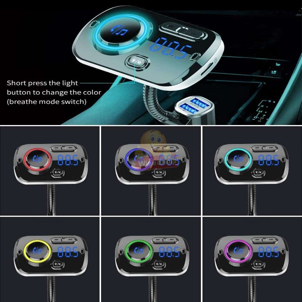 Car FM Bluetooth Transmitter with Google voice assistance and 2 charging ports