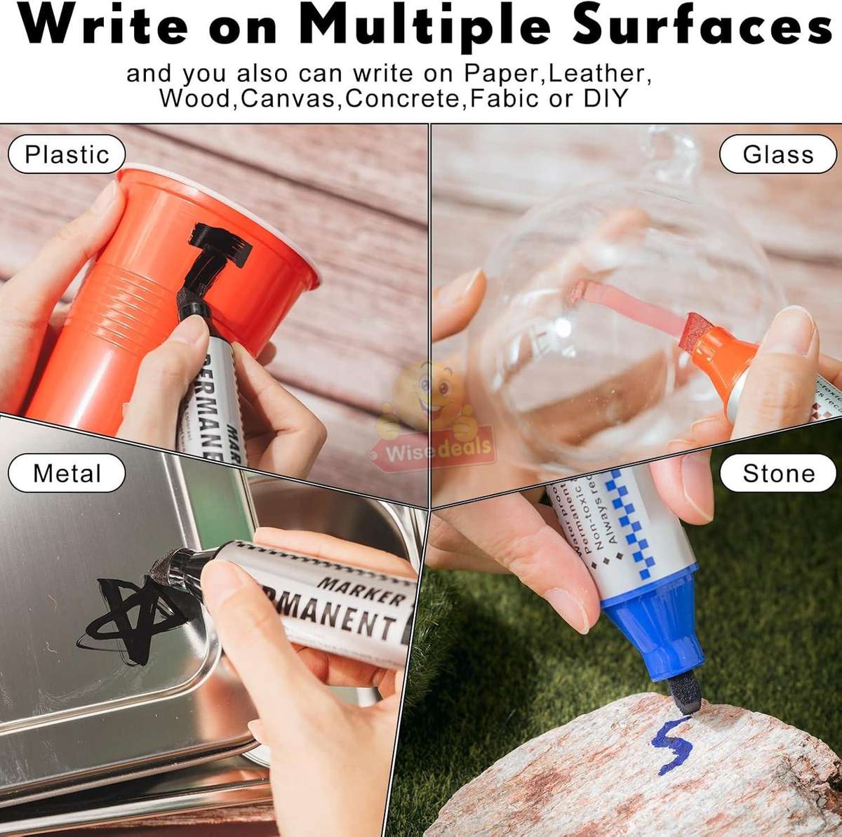 Secret Compartment 10 Piece Jumbo Waterproof Permanent Black Markers