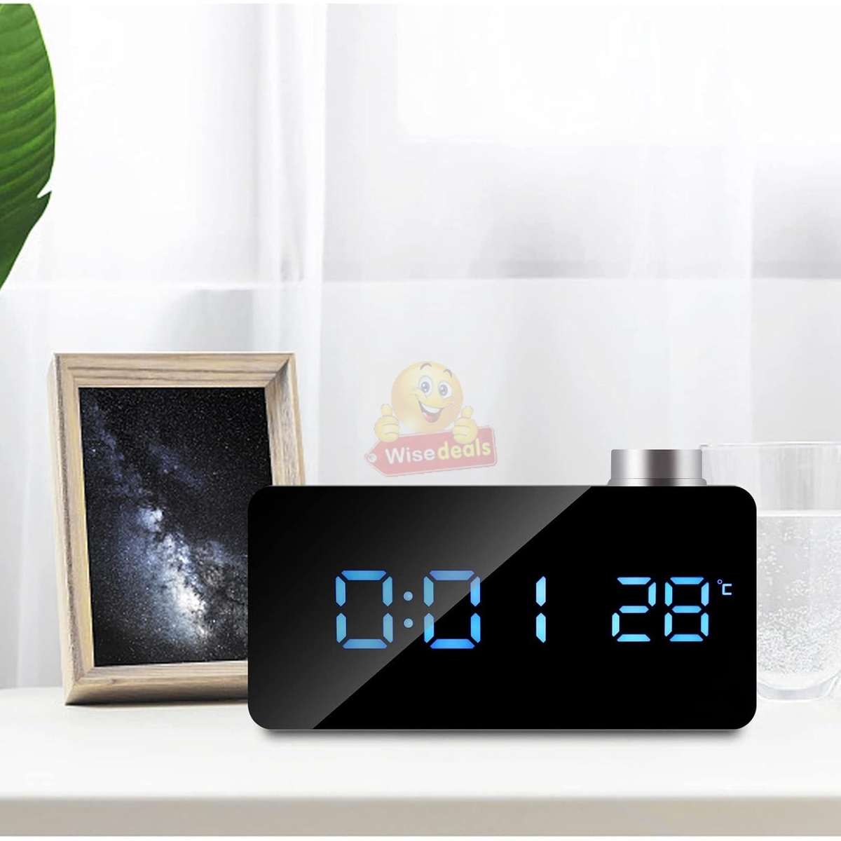 Digital Temperature Mirror Night Mode LED Alarm Clock