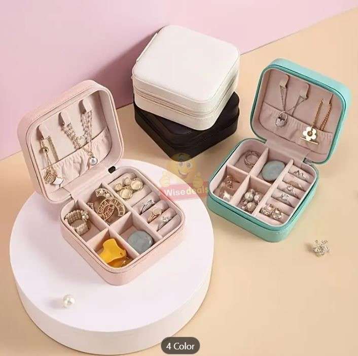 Leather Jewellery Zipper Storage Box