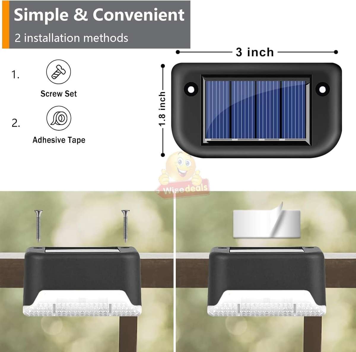 4 Piece Waterproof SOLAR Deck Stairs Wall Lights