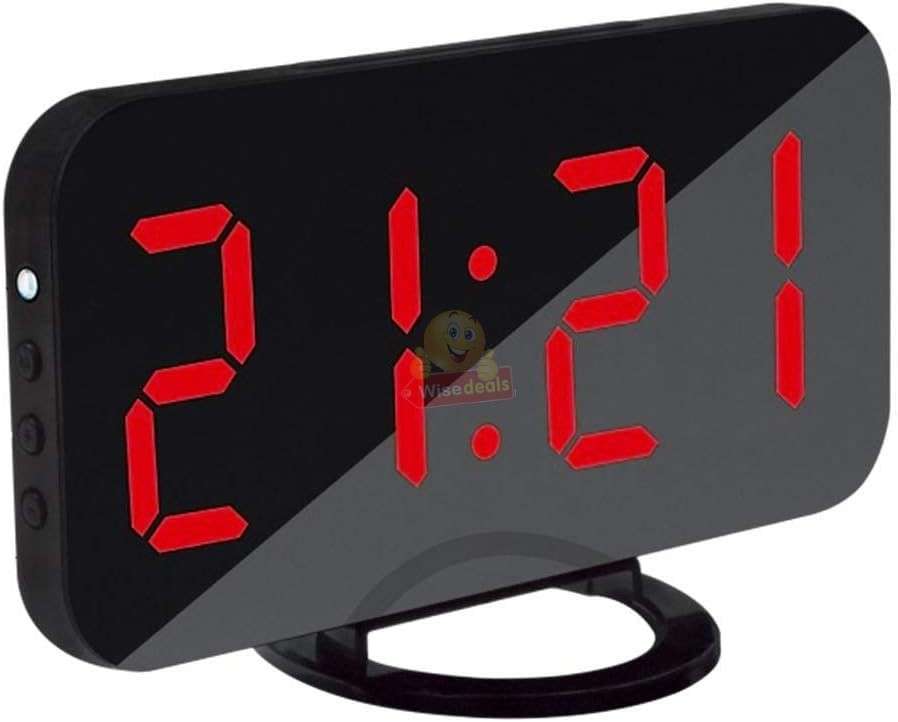 Large LED Display Digital Alarm Clock with Dual USB and AUX -Black & Red