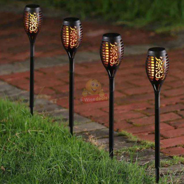 2 Piece Solar Powered Flame Ground Light