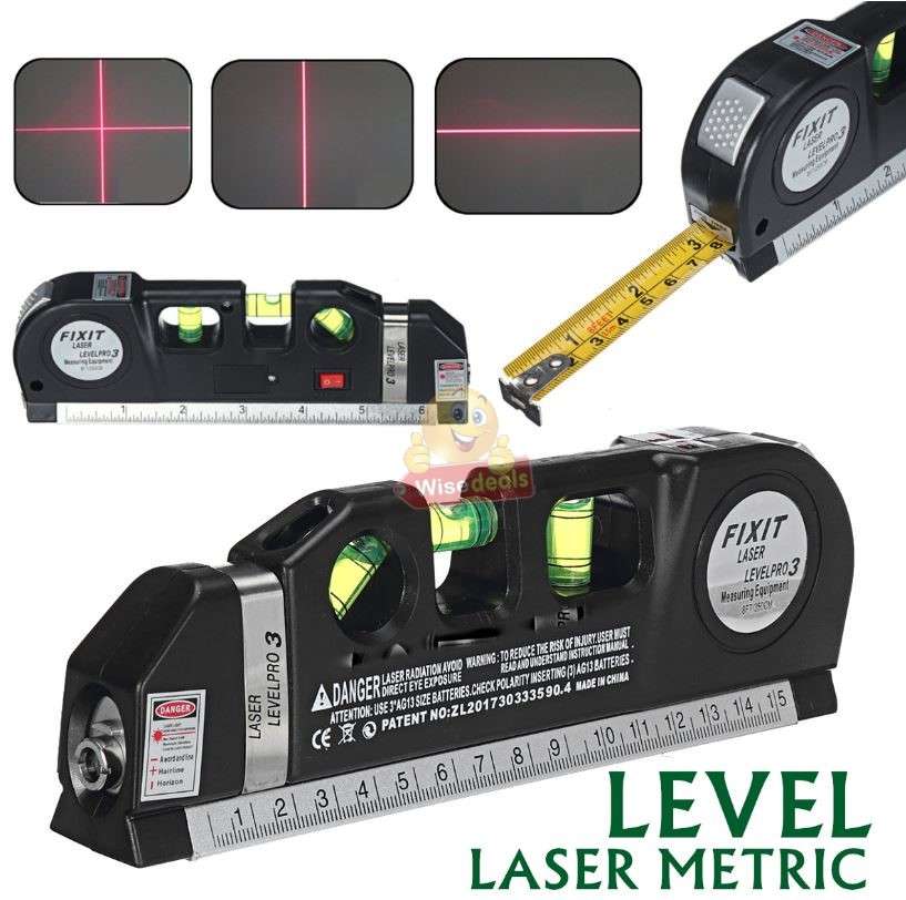 Laser Level Pro 3 Multi-Purpose Measuring Tool With 2.5m Tape